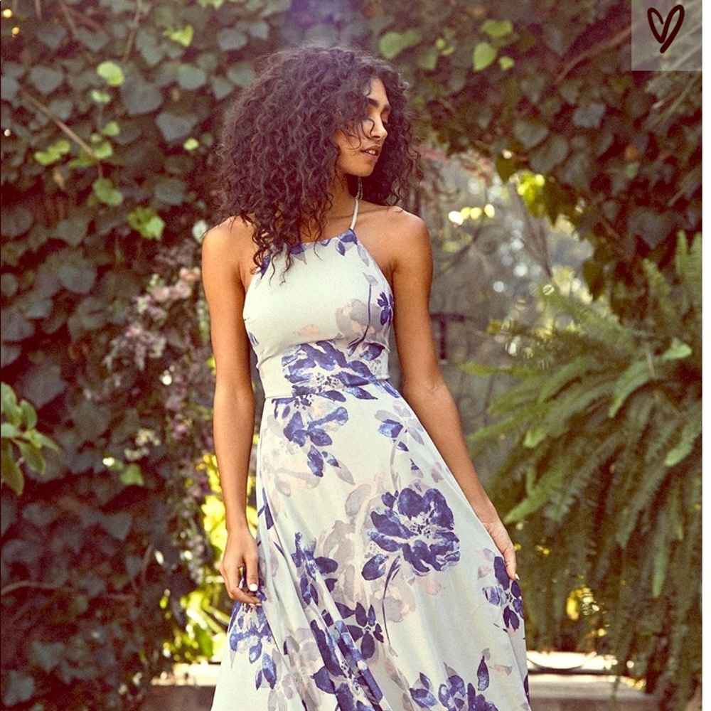 LuLu’s Floral Print Lace-Up Maxi Dress